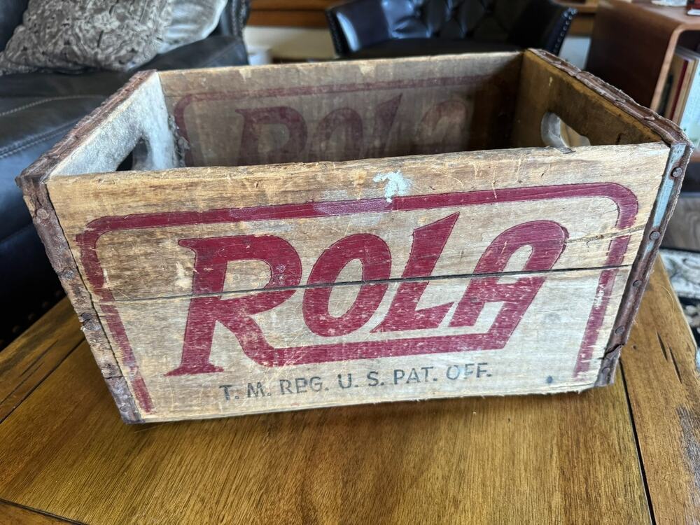 Vintage Rola Bottling Co Erie PA Wooden Soda Bottle Crate Rustic Advertising